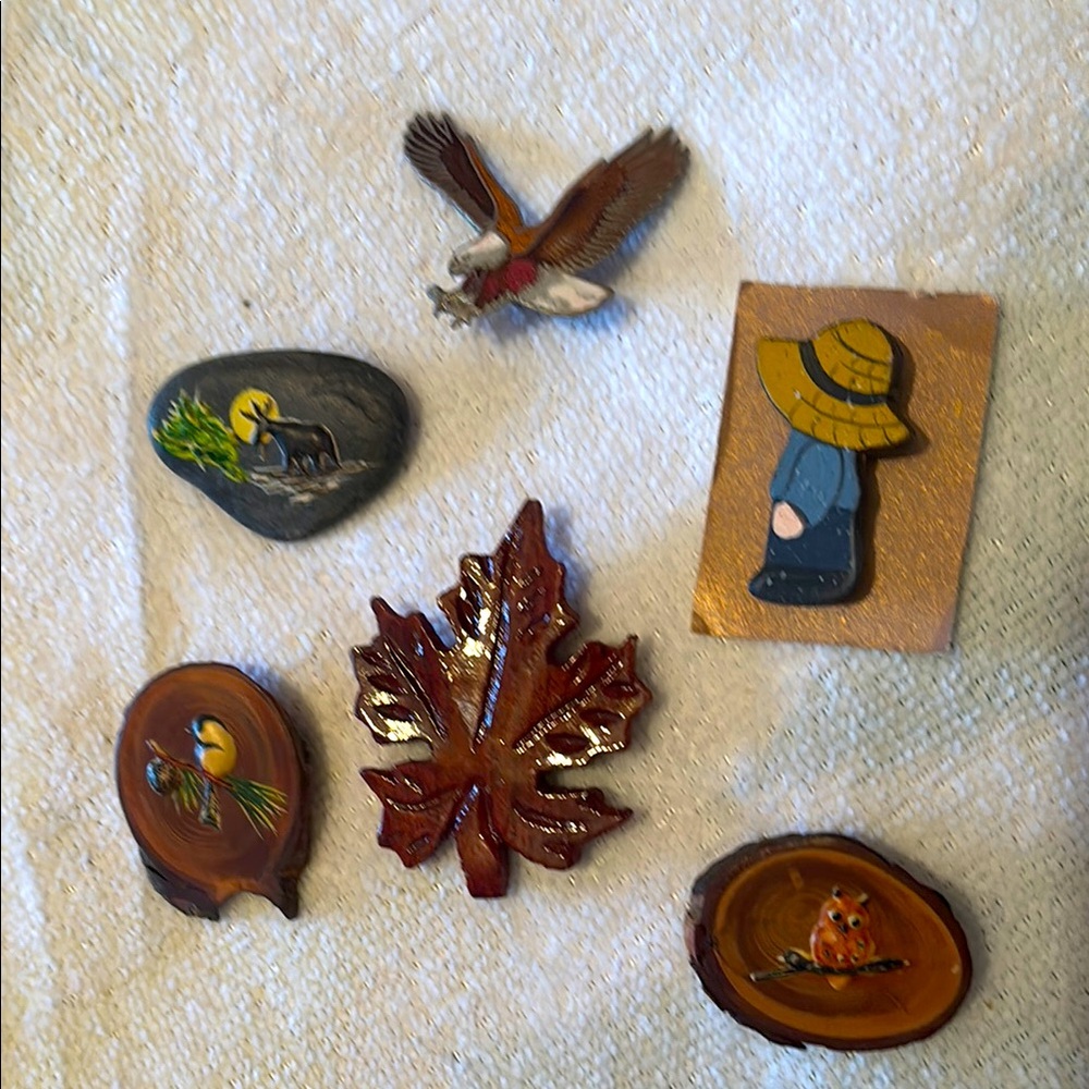 Vintage hand painted set of 6 pins